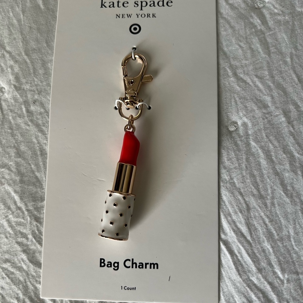 Lipstick Bag Charm Keychain - kate spade new york x Target Cream/ Black/Red
